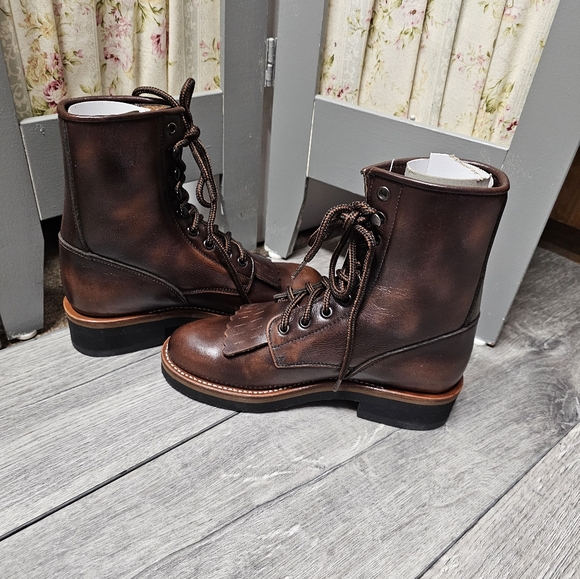 Ladies Durango Leather Lace Up Kiltie Western Boots Brand New Size 6.5 Medium - Picture 5 of 7